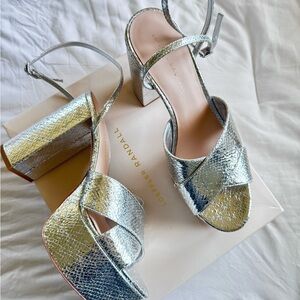 Loeffler Randall Metallic Silver Heels